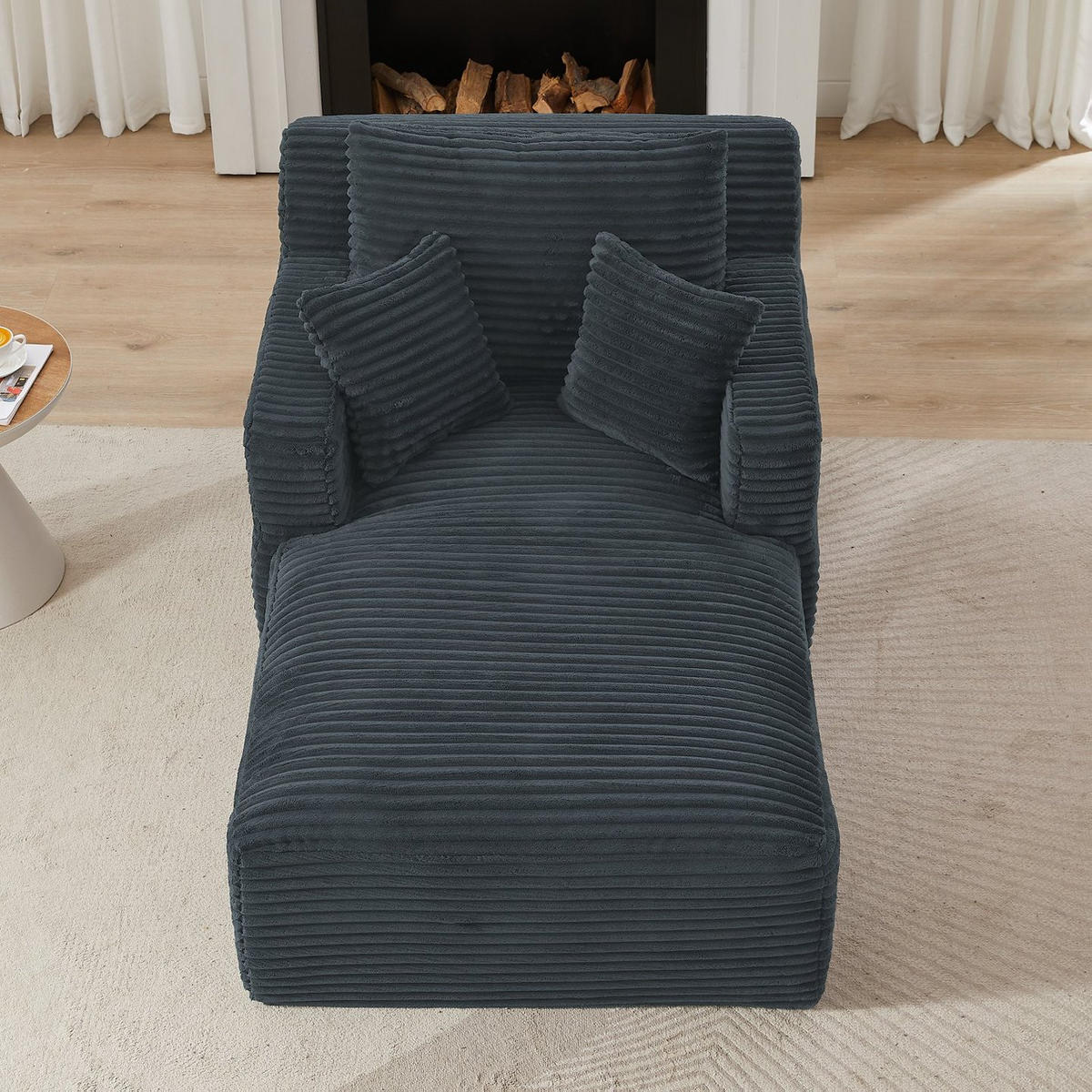 SOFA Cord Dunkelgrau - Dunkelgrau, Textil (100/82/166cm) - WISHDOR