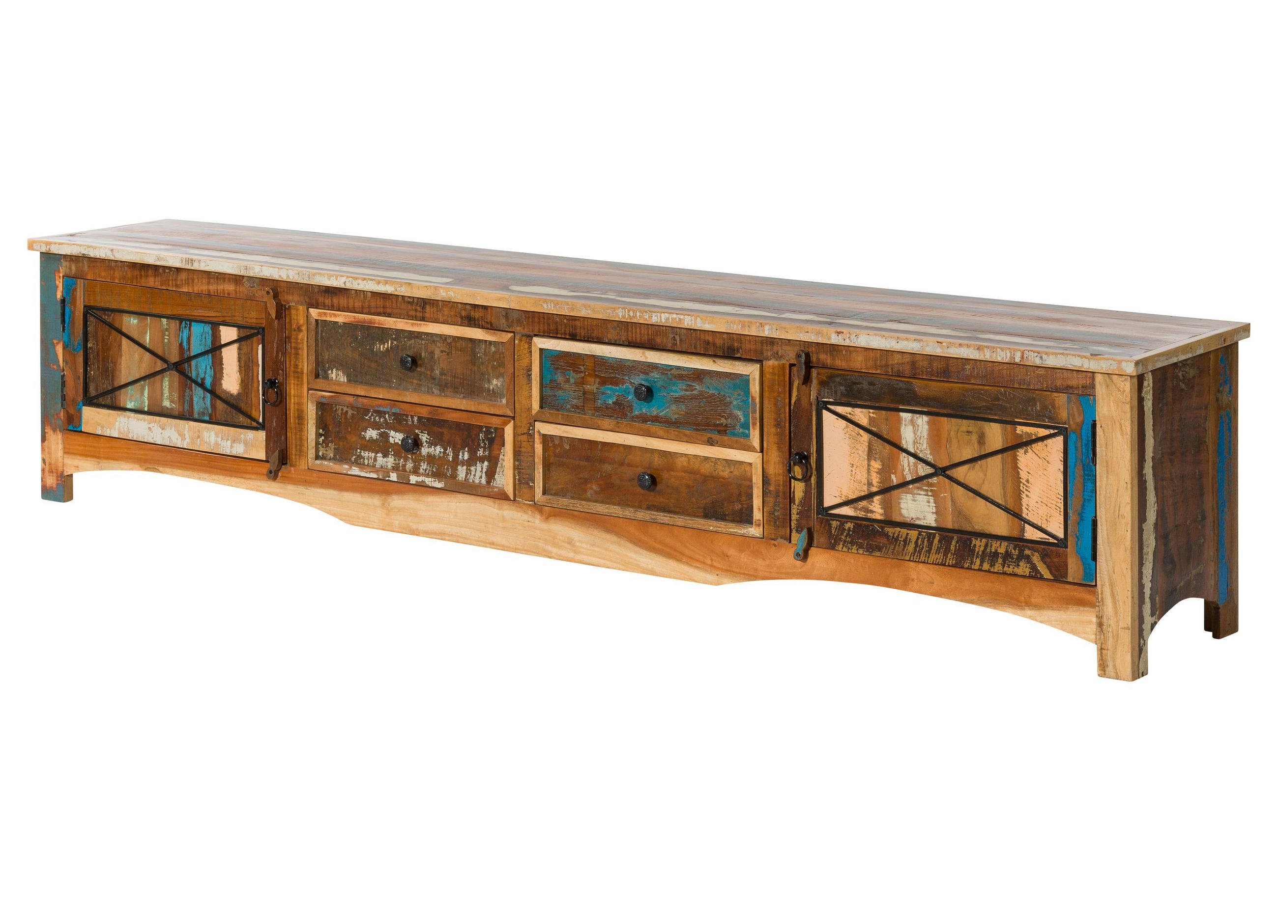 TV-BOARD Altholz 240x40x50 mehrfarbig lackiert NATURE OF SPIRIT #43 - Multicolor, Holz (240/50/40cm) - Massivmoebel24
