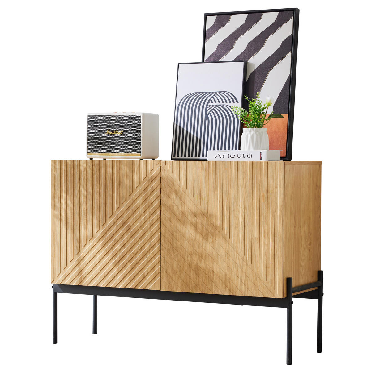 SIDEBOARD 100/40/75 cm in Natur mit 2 Türen und verstellbarem Einlegeboden - Naturfarben, Holzwerkstoff (100/75/40cm) - Flora Grace