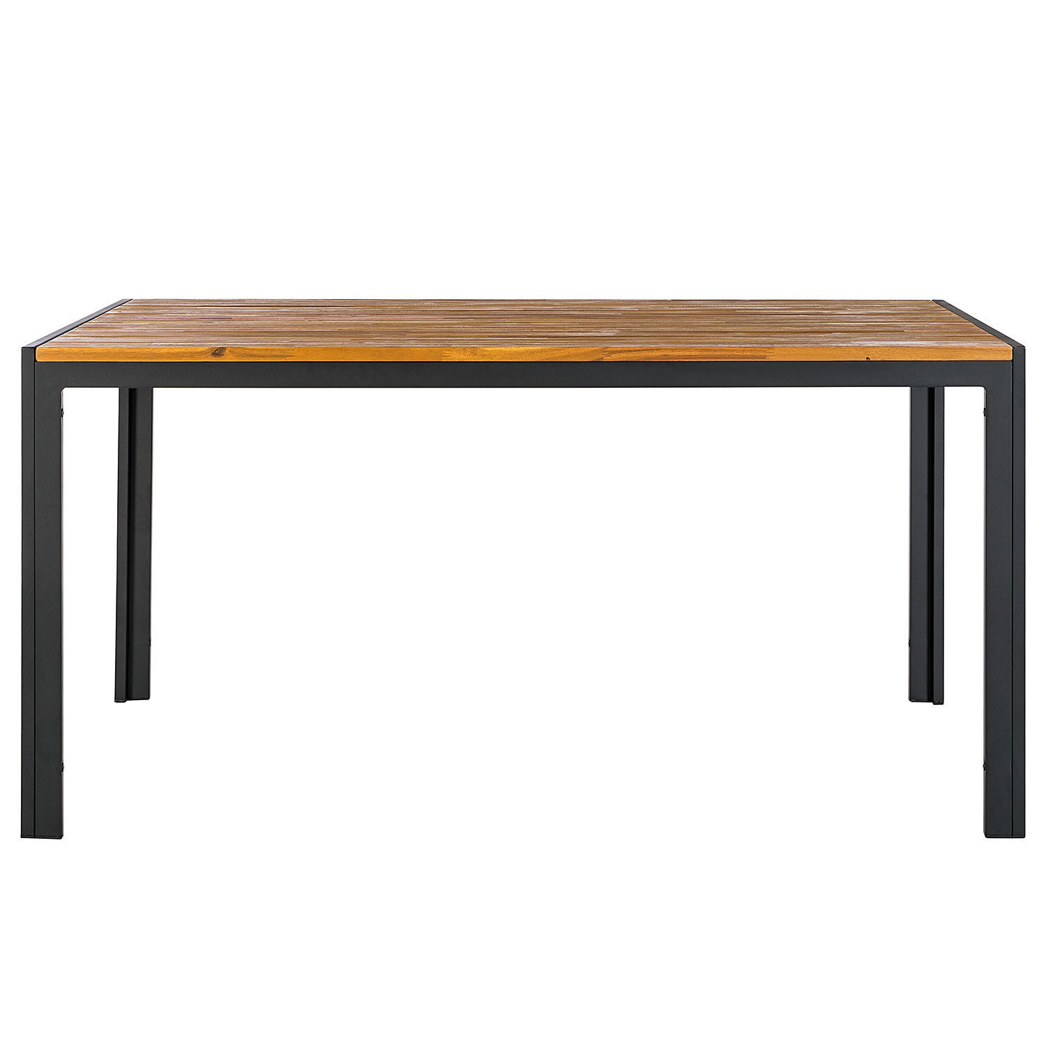 GARTENTISCH - Akazie massiv / Aluminium - Schwarz/Braun, Holz (90/150/73cm) - home24