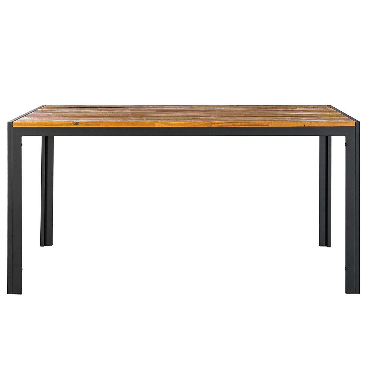 GARTENTISCH - Akazie massiv / Aluminium - Schwarz/Braun, Holz (90/150/73cm) - home24