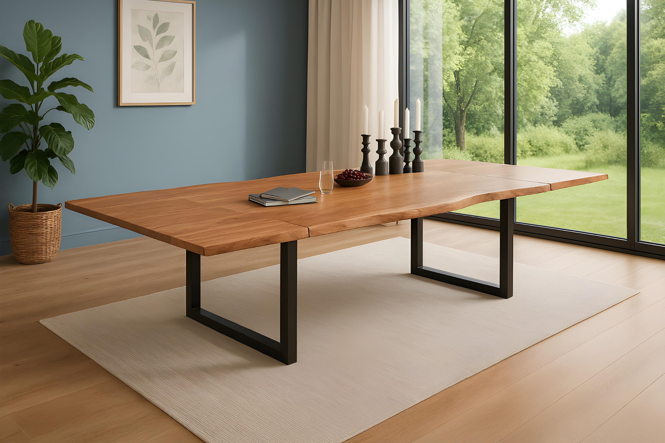 ESSTISCH ADINA - Beige/Schwarz, Holz/Metall (100/220/76cm) - SAM