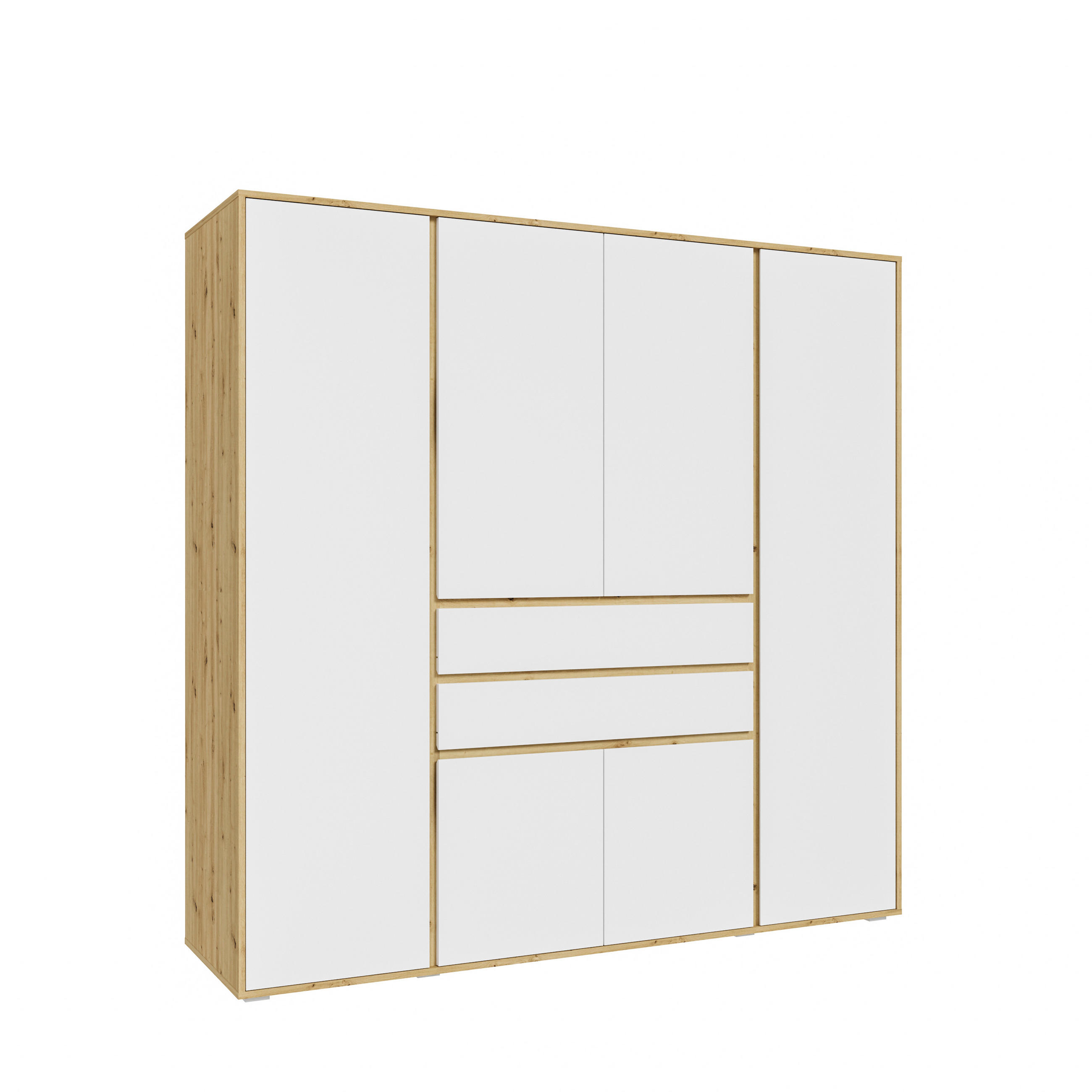 KLEIDERSCHRANK 4-türig FALUN (B/H/T: ca. 197/194/56 cm) in Artisan Eiche Nachbildung/weiß - Eiche Artisan, Holzwerkstoff (197/194/56cm)