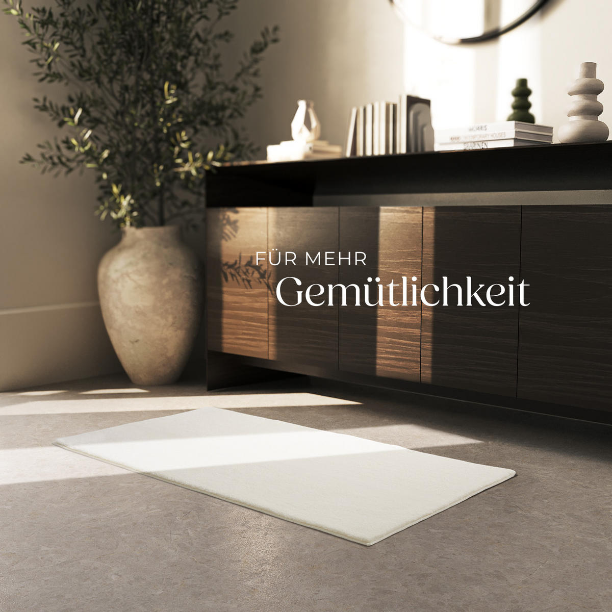 KURZFLORTEPPICH Soft Zone,rutschfeste Unterseite,creme - Creme, Kunststoff (110/60cm) - tectake