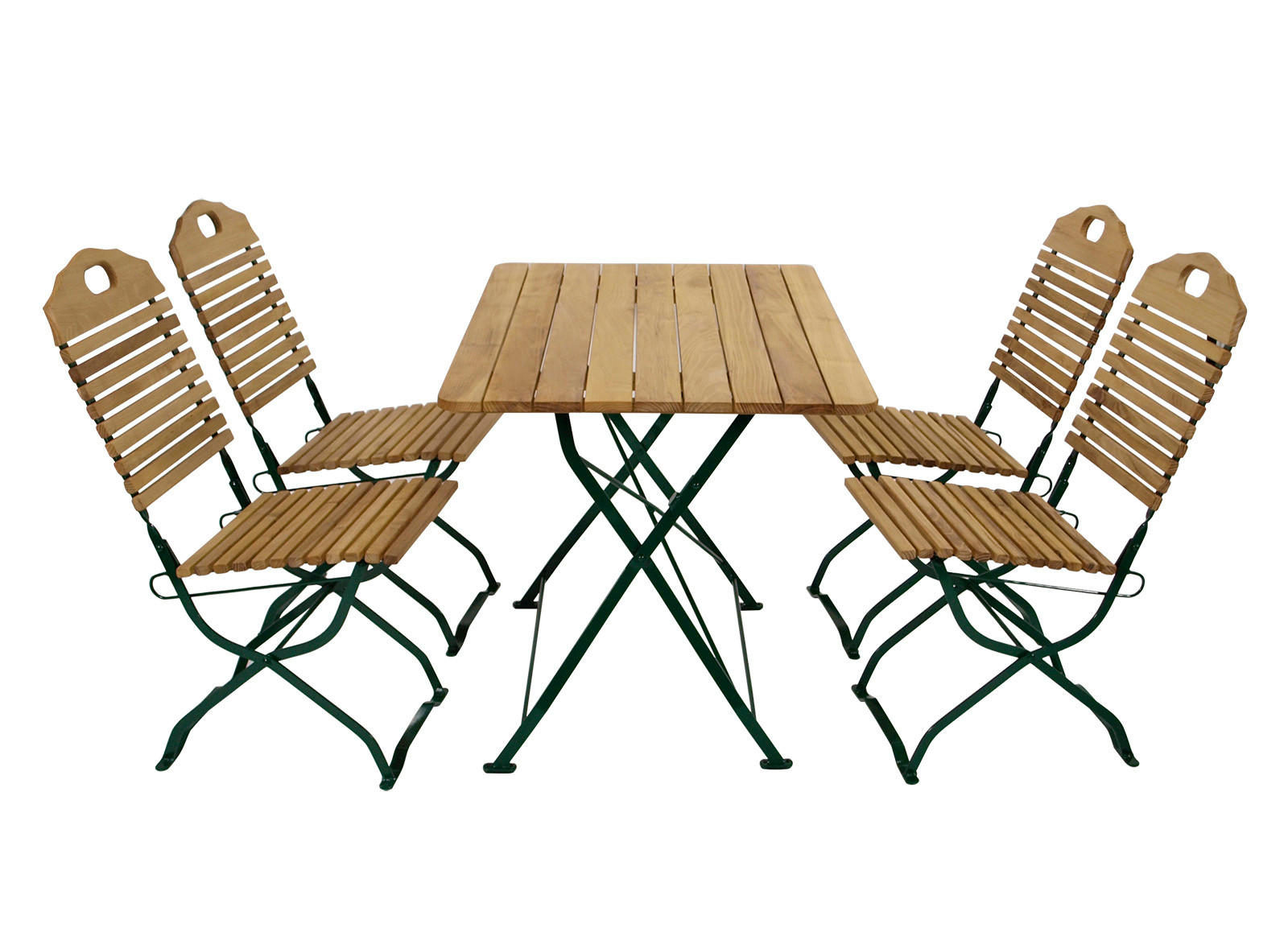 GARTEN-GARNITUR Bad Belzig 5-teilig aus Robinienholz, Stahlgestell Grün - Braun, Holz - TPFGarden