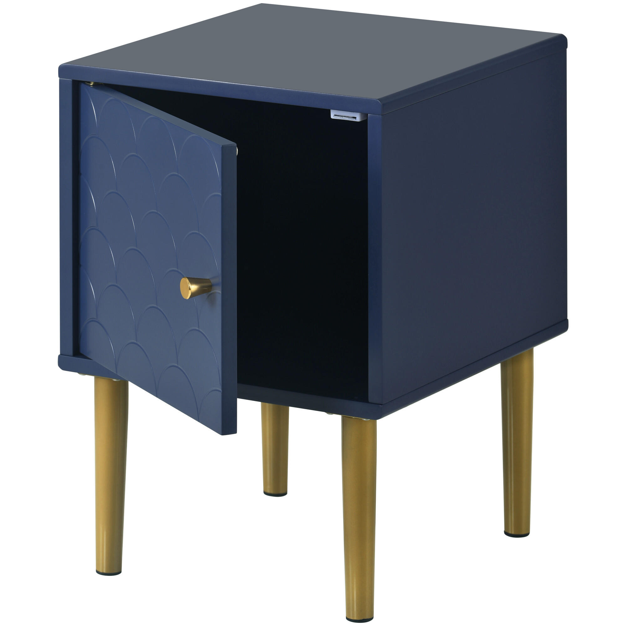 NACHTTISCH Blau 35/35/50 cm - Blau, Glas/Holzwerkstoff (35/50/35cm) - Urban Meuble