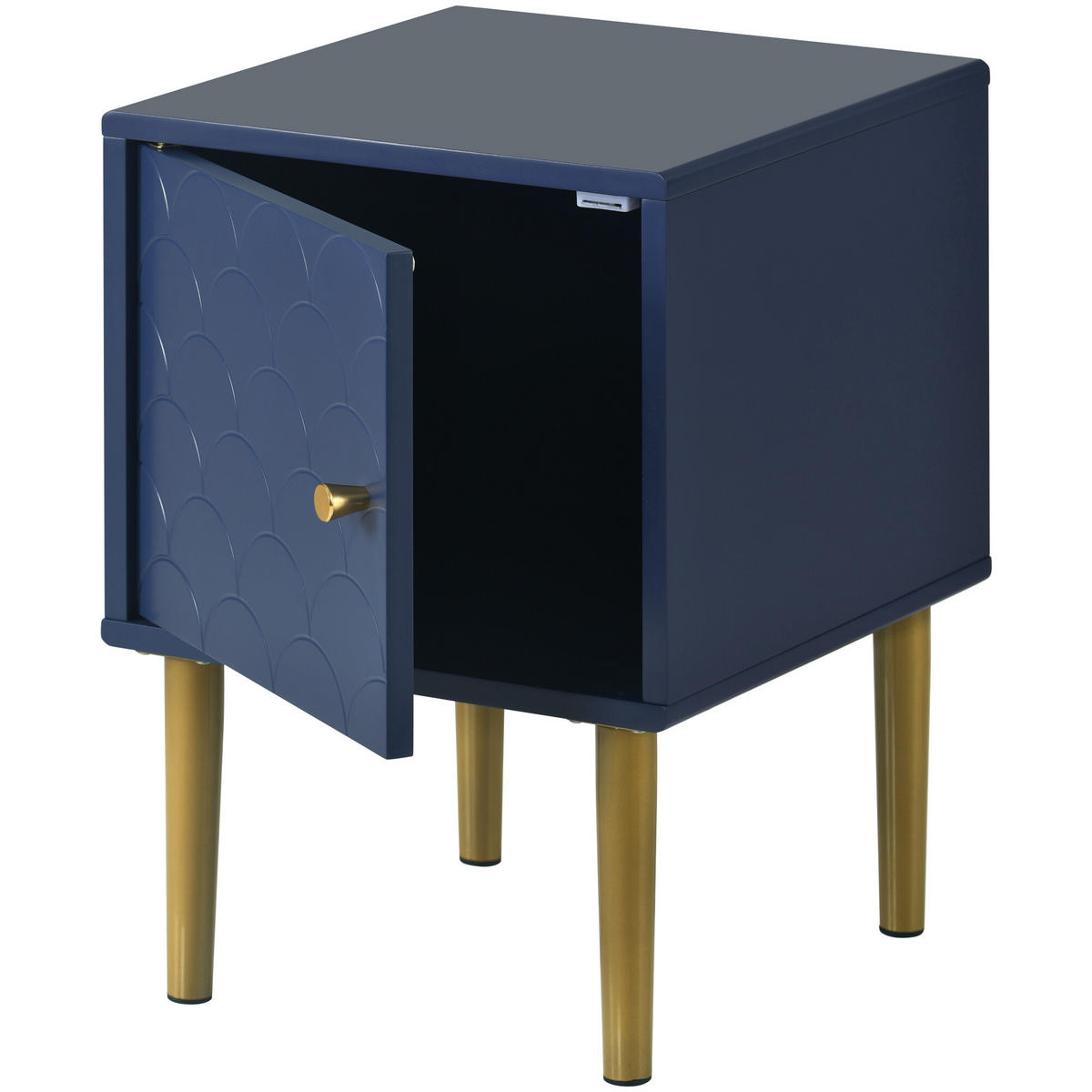 NACHTTISCH Blau 35/35/50 cm - Blau, Glas/Holzwerkstoff (35/50/35cm) - Urban Meuble
