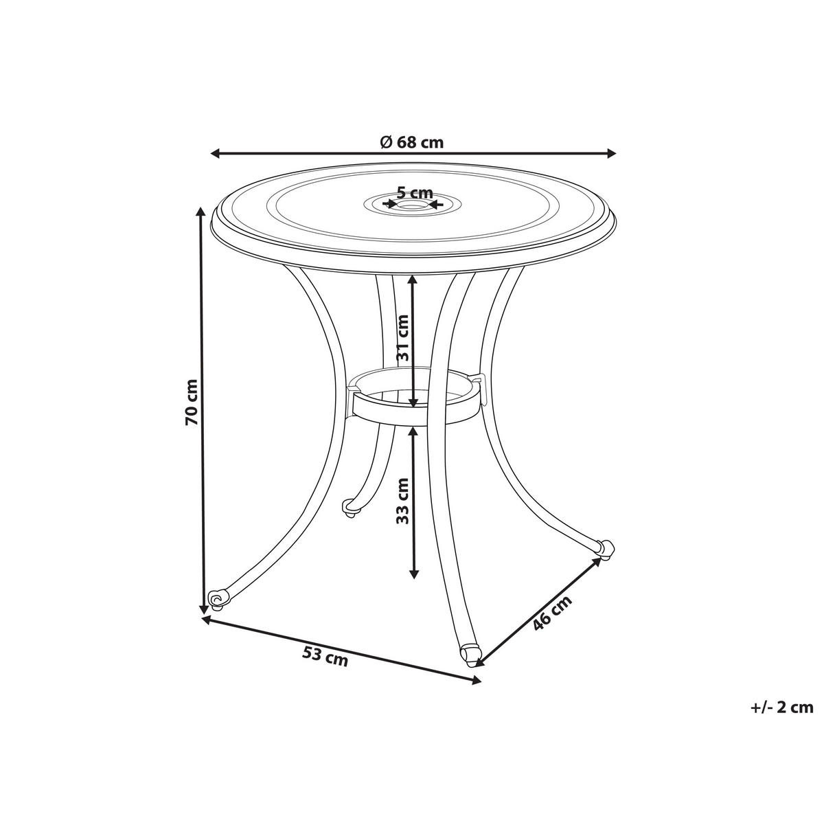 GARTENTISCH 2-Sitzer Braun Andalo - Braun, Metall (68/68/70cm) - Beliani