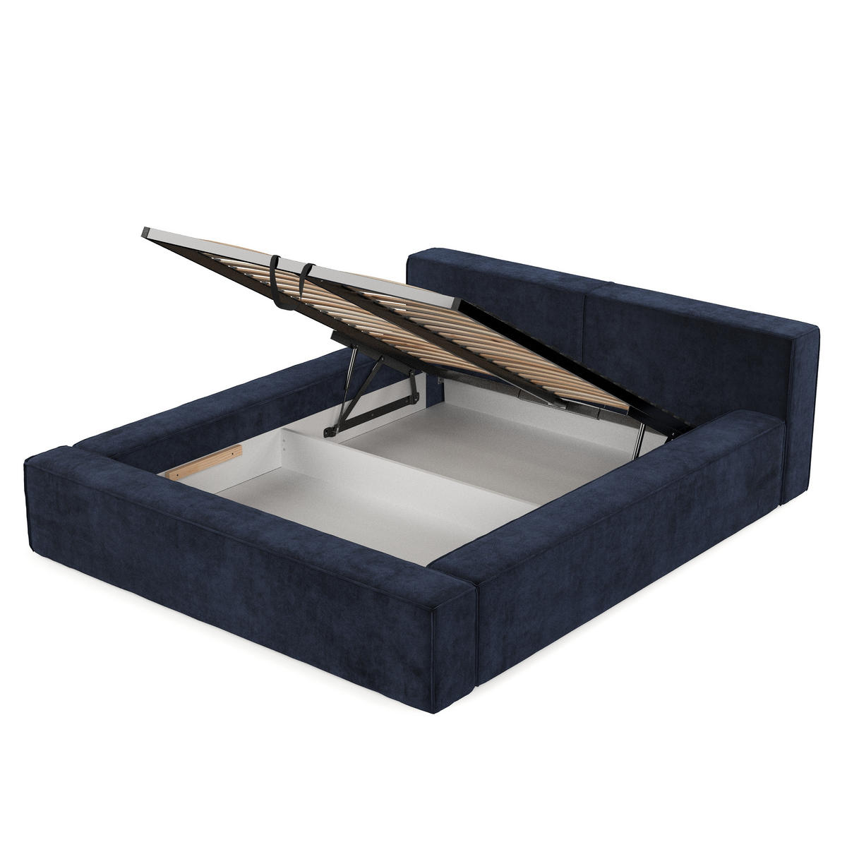 POLSTERBETT Casto mit Stauraum 200/200 cm Marineblau im Terra NW Stoff - Schwarz/Naturfarben, Holz/Holzwerkstoff (200/200cm) - AltaBeds