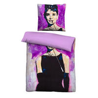 BETTWÄSCHE-GARNITUR Mikrofaser Audrey Hepburn viola, 155x220 cm + 80x80 cm - Violett, Textil (155/220cm) - SID Maurer