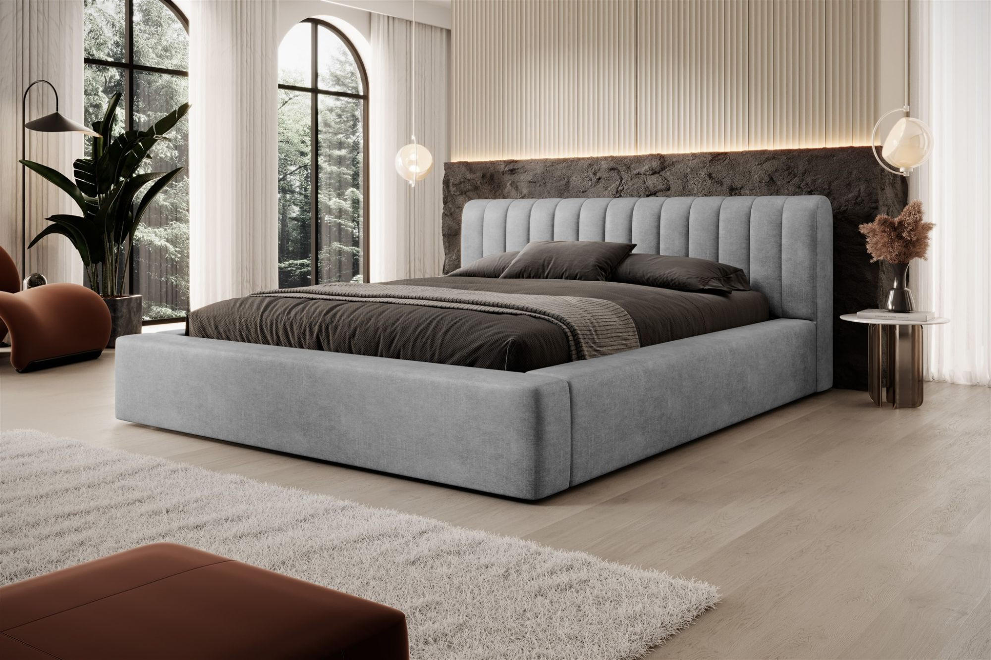 POLSTERBETT Peoria In Macau - Grau, Holzwerkstoff/Textil (160/200cm) - Fun Möbel