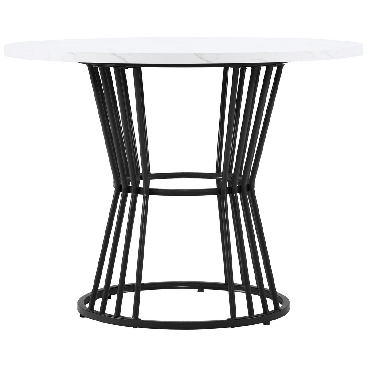 JEDÁLENSKÝ stôl, priemer 100 cm, MDF, čierny mramorový dekor - biela, kompozitné drevo (100/100/75cm) - BEAOK