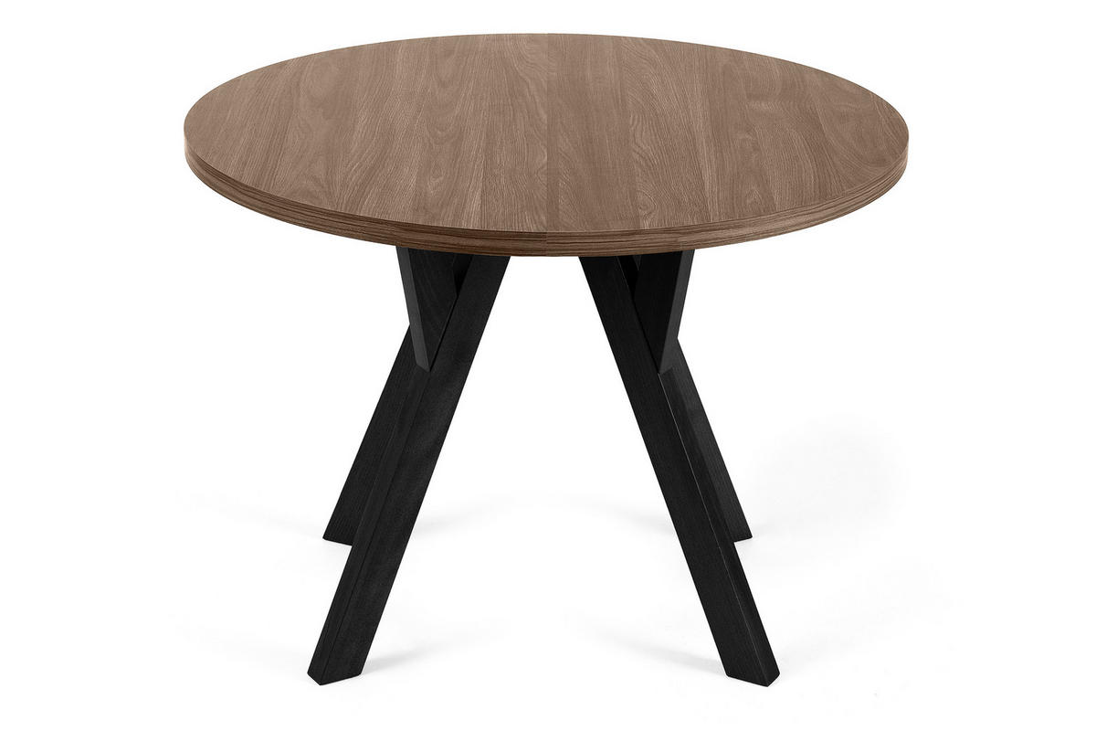 ESSTISCH INDAGA Ausziehbar 100-180cm Rund, lefkas/schwarz - Schwarz/Braun, Holz (100/180/75cm) - KONSIMO®