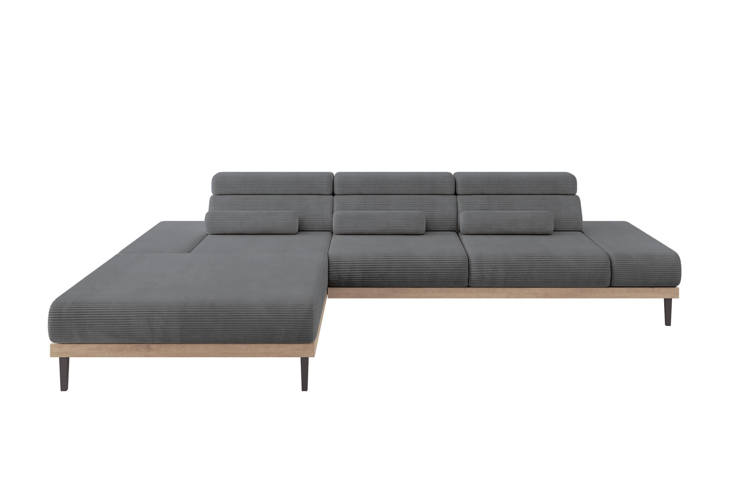 ELEKTRICKÁ rohová pohovka MONA, levá, 316x205x85 cm, tmavě šedá, manšestr - tmavě šedá, kompozitní dřevo/textil (316/205cm) - ALTDECOR