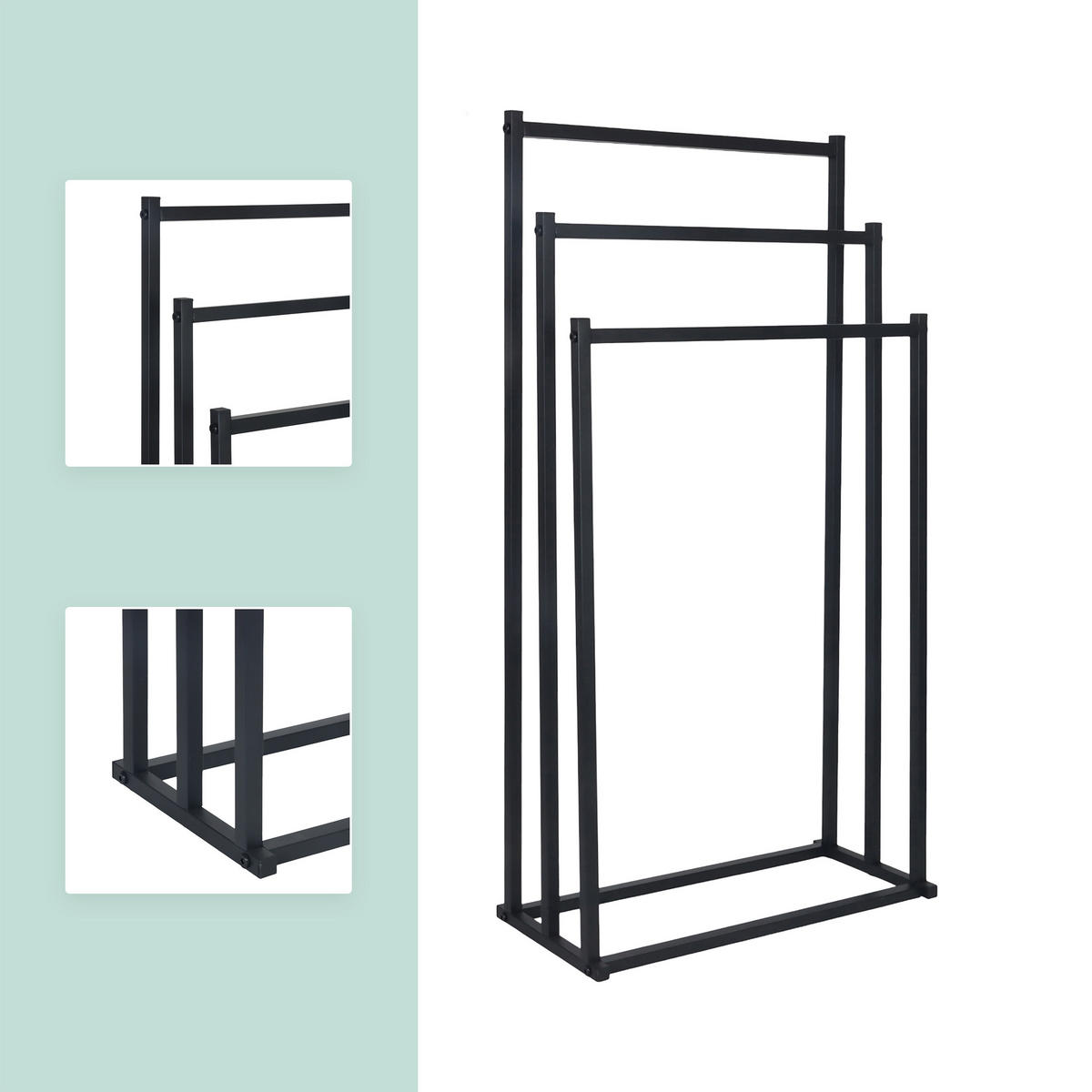 HANDTUCHHALTER - Schwarz, Metall (44/86/21cm) - Relaxdays