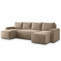 WOHNLANDSCHAFT ASPRA LM Beige Chenille mit Schlaffunktion - Beige, Holz (295/85/140cm) - MASSENO