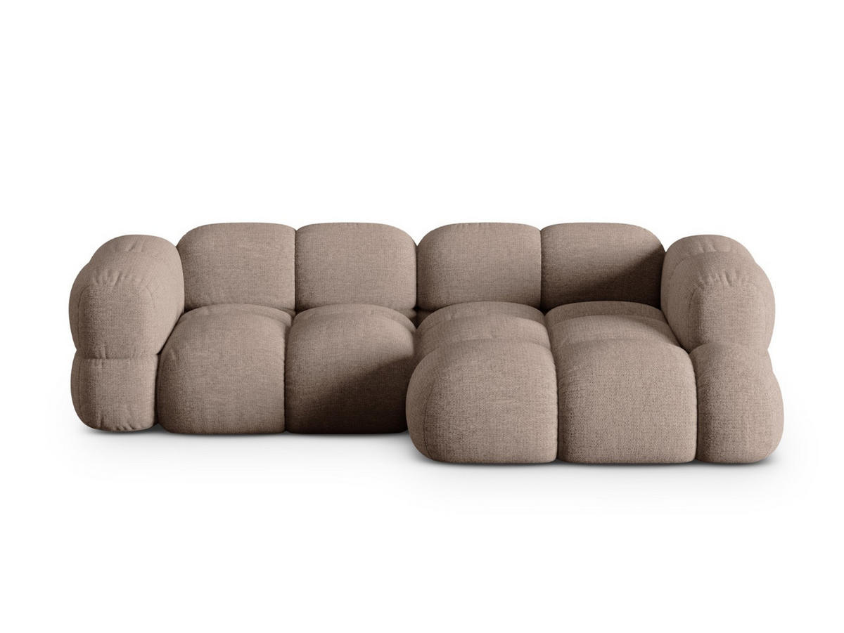 ECKSOFA rechts Loretto aus strukturiertem Stoff cappuccino 3 Sitzplätze - Cappuccino, Textil (147/250cm) - Cosmopolitan Design