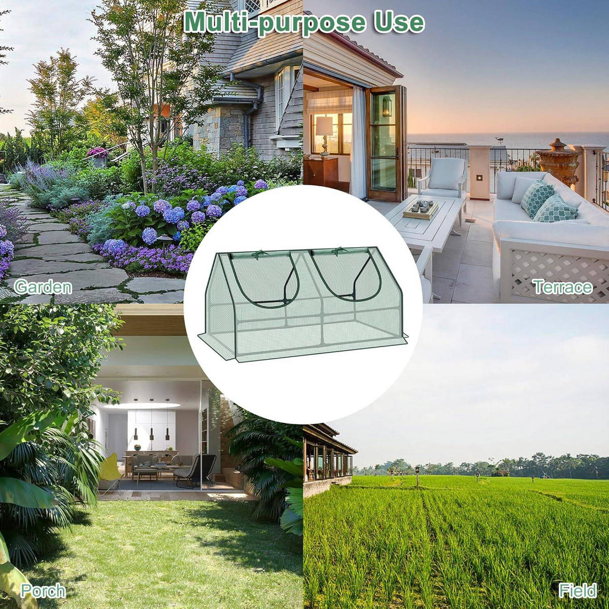 FOLIENGEWÄCHSHAUS Frühbeet, Gewächshaus Balkon, 120x60x60cm - Grün, Kunststoff/Textil (120/60/60cm) - Woltu