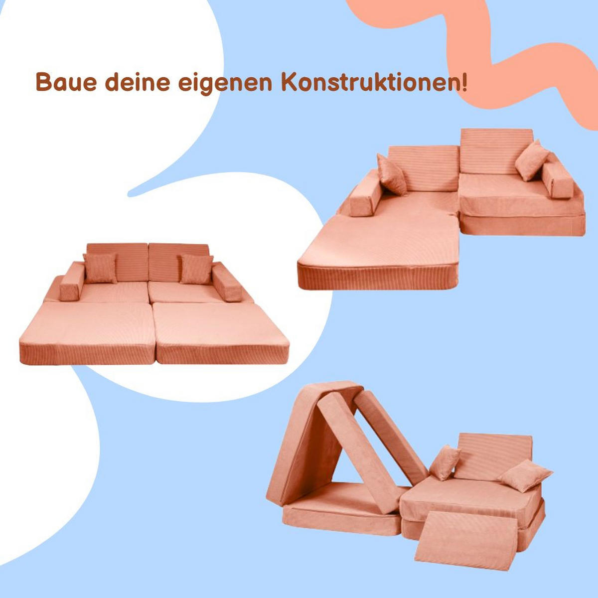 KINDERSOFA, Angelove, Cordsamt, Ziegel - Dunkelorange, Textil (160/24/80cm) - MeowBaby