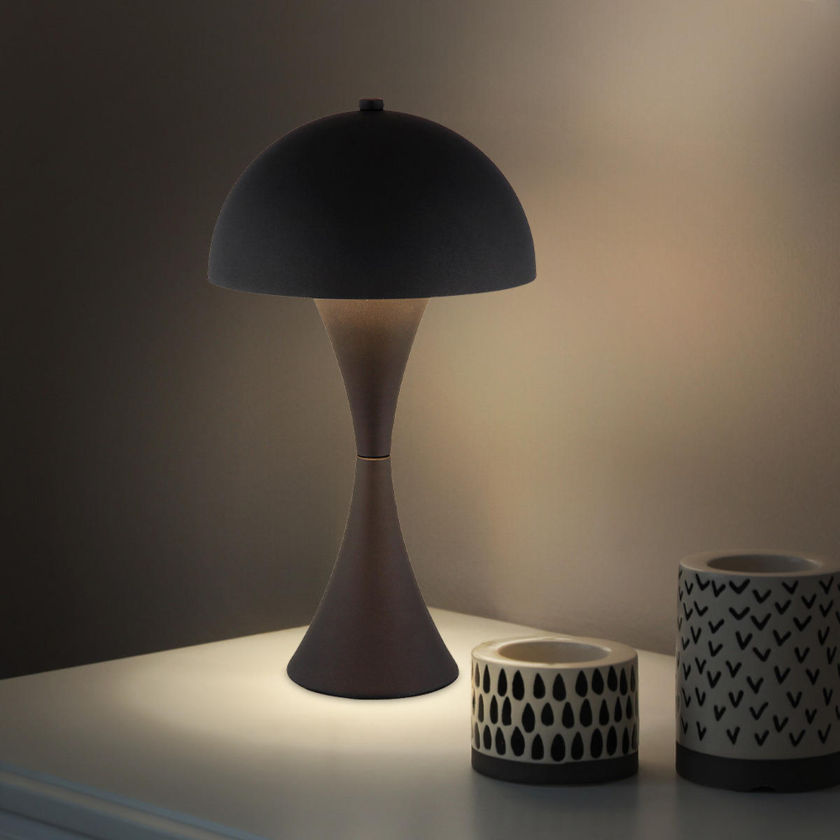 LED TISCHLEUCHTE Schwarz Silber Weiß Messing - Schwarz, Metall (20/20/36.1cm) - Globo Lighting