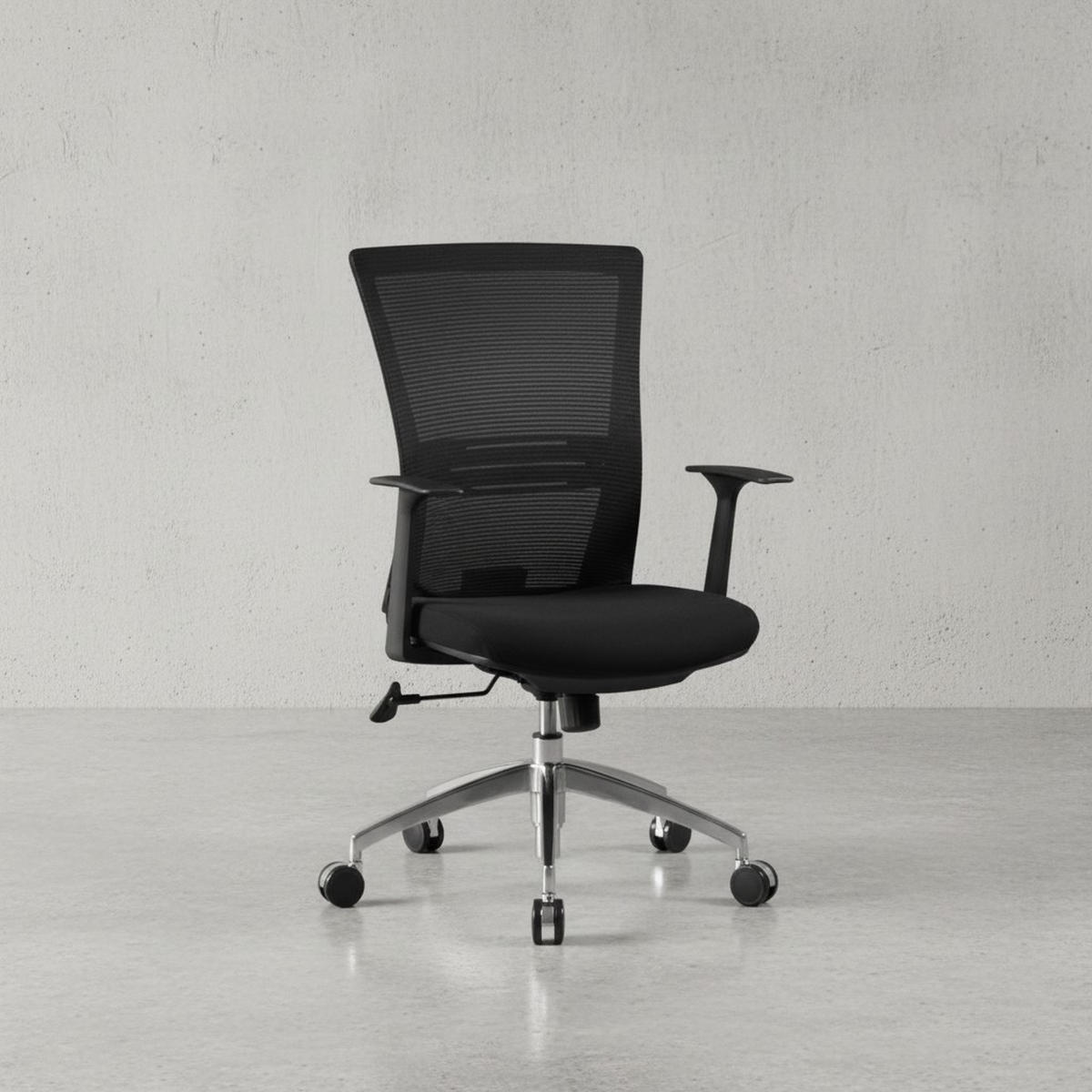 BÜROSTUHL Schwarz Netz drehbar mit verstellbarer Rückenlehne und Aluminiumfußkreuz bis 120 kg - Silberfarben/Schwarz, Textil (70/107/63cm) - KADIMA DESIGN