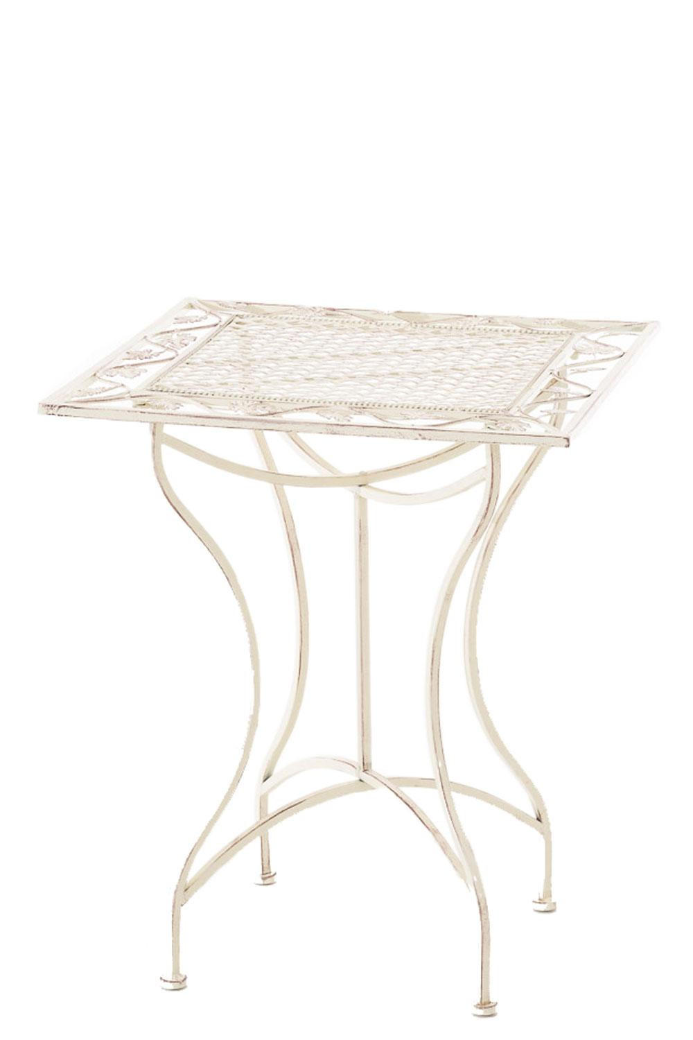 GARTENTISCH eckig 60/60/72 cm Metall Antik-Creme - Creme, Metall (60/60/72cm) - CLP