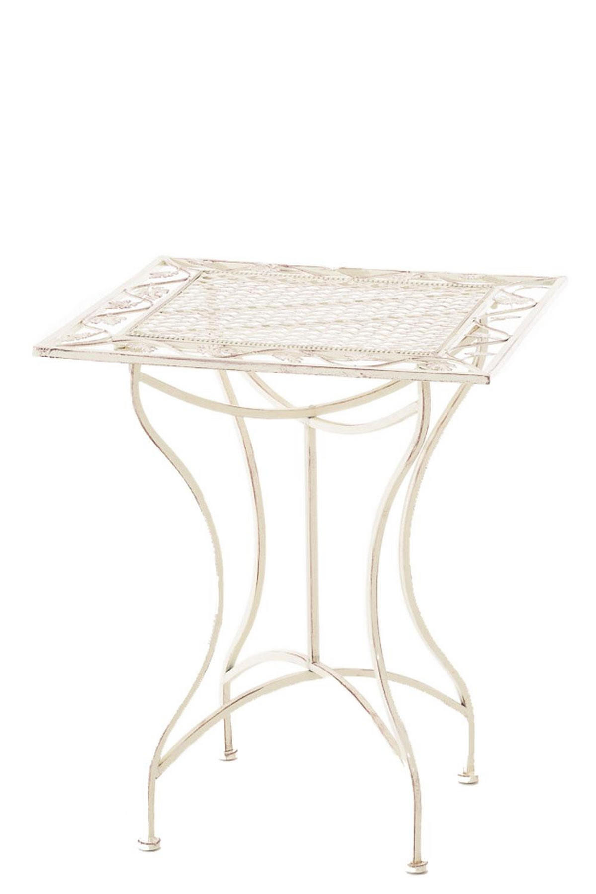 GARTENTISCH eckig 60/60/72 cm Metall Antik-Creme - Creme, Metall (60/60/72cm) - CLP