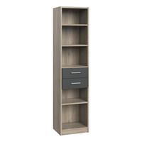 BÜCHERREGAL 5 Regale und 2 Schubladen - L48 x H197 cm - Eiche Artisan/Grau, Holzwerkstoff (40/197/48cm) - Calicosy