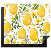 HERDABDECKPLATTE Blumen - Ostereier - Gelb Abdeckung Ceranfeld 59x51 cm - Gelb, Kunststoff (59/51/0.2cm) - MuchoWow