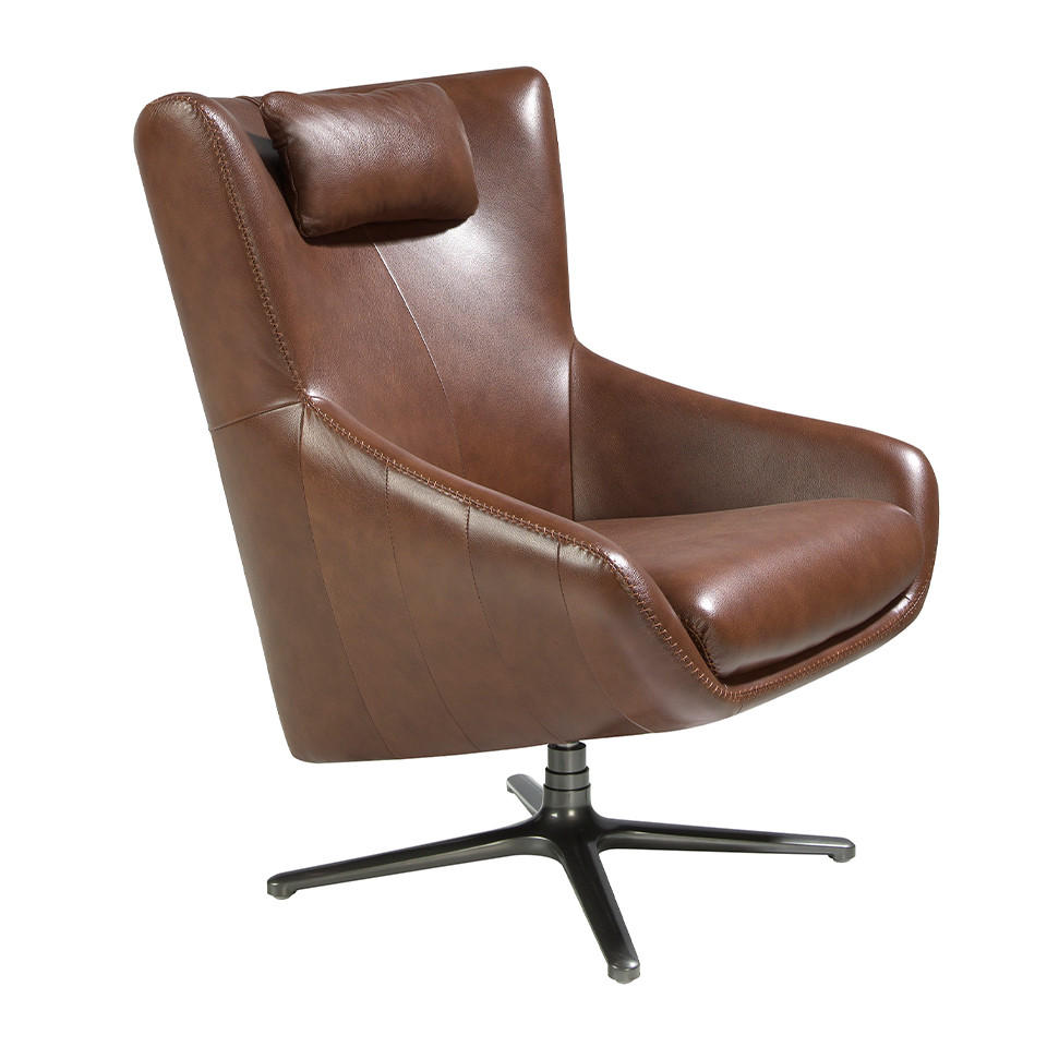 SESSEL Leder Braun, Grau 76 / 90 / 100 cm - Dunkelgrau/Braun, Leder (76/100/90cm) - ANGEL CERDA