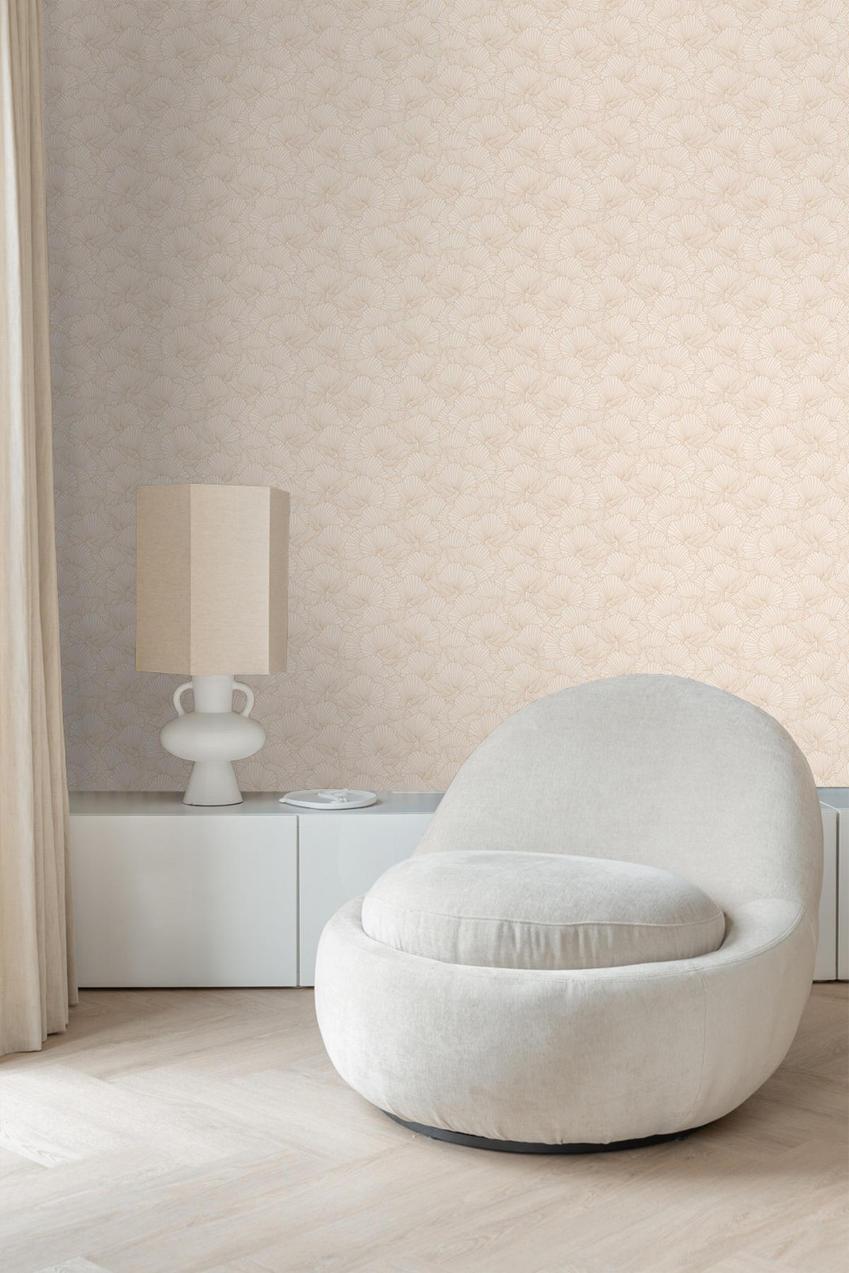 TAPETE gezeichnete Blätter 53 cm x 10.05 m - Beige, Papier (53/1000cm) - ESTAhome
