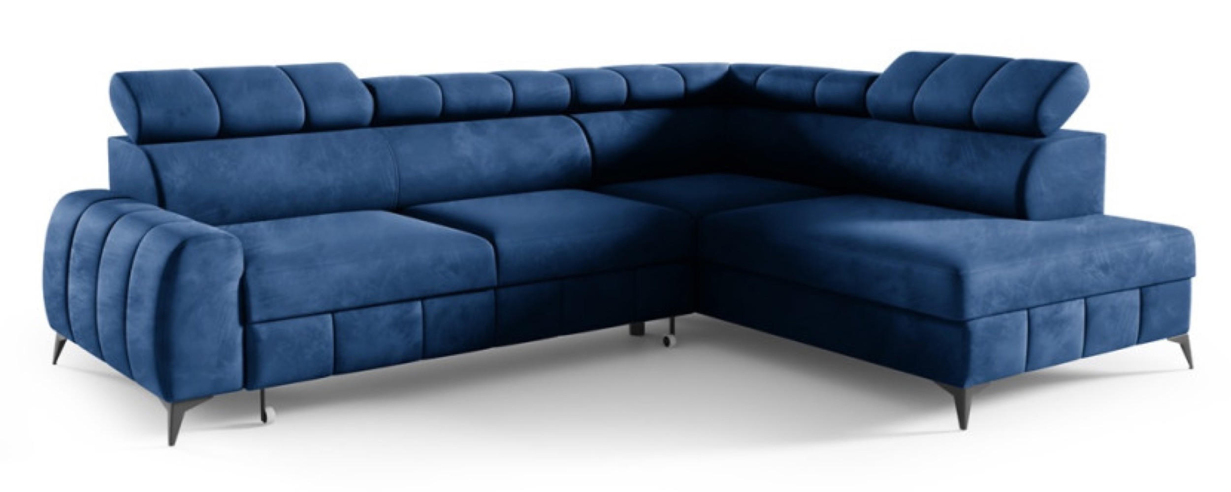 ECKSOFA Granatowy DON Ausziehbar Rechts - Blau, Textil (203/279cm) - Sepro Meble