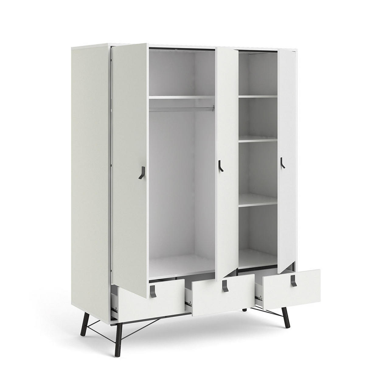 KLEIDERSCHRANK Rye Weiß 150/60/200 cm - Weiß, Holzwerkstoff/Metall (150/200/60cm) - ebuy24