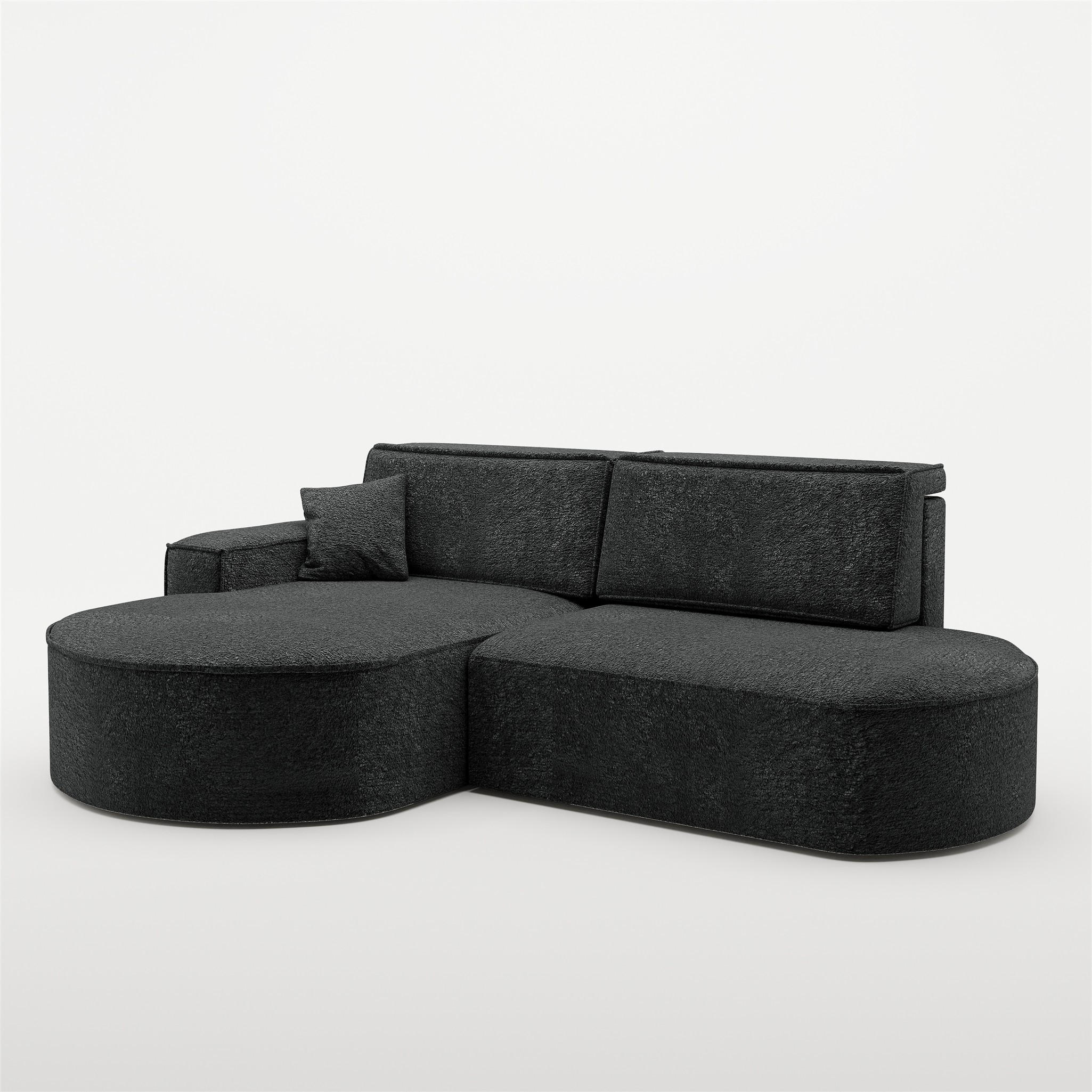 ECKSOFA Venedig Mit Schlaffunktion - Schwarz, Holzwerkstoff/Textil (278/179cm) - Fun Möbel