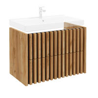 WASCHBECKENSCHRANK Lucca-107 - Braun, Holzwerkstoff (80/56/45cm) - Lomado