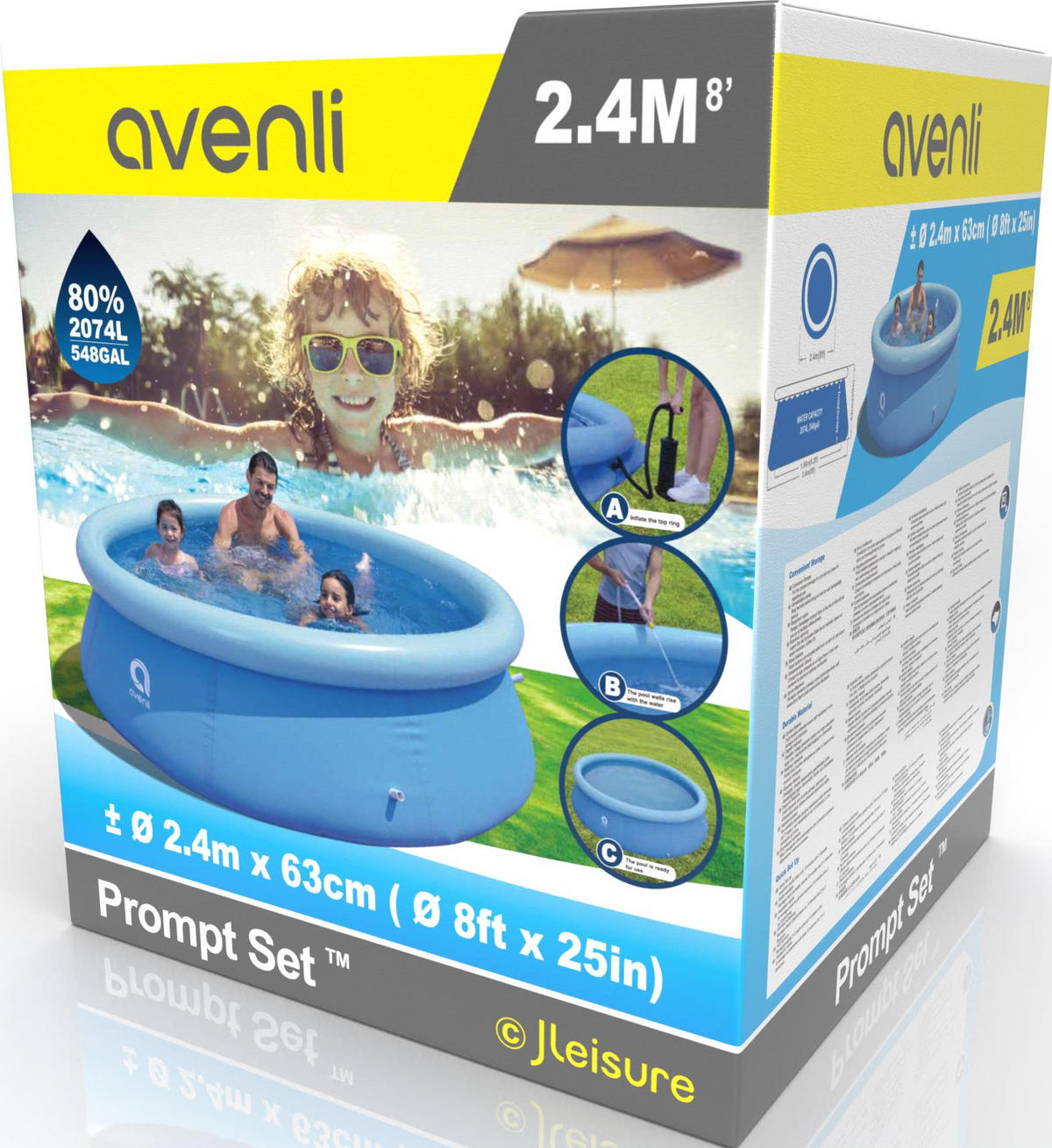 POOL Aufstellpool Ersatzpool Prompt Set rund 240 x 63 cm blau ohne Filterpumpe - Blau, Kunststoff (240/63/240cm) - Avenli