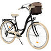 CITY-FAHRRAD Milord mit Metallkorb, 28 Zoll, Schwarz-Creme, 7-Gang - Creme/Schwarz, Metall (46cm) - Milordbikes