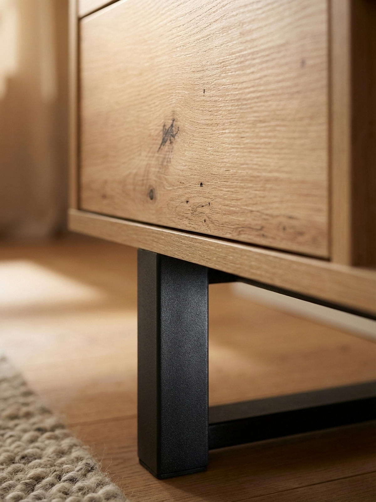 TV-LOWBOARD mit Eiche-Dekor, Schubladen und offenes Regal, modern, Braun 150x40x55 cm - Schwarz/Braun, Holzwerkstoff/Metall (150/55/40cm) - KADIMA DESIGN