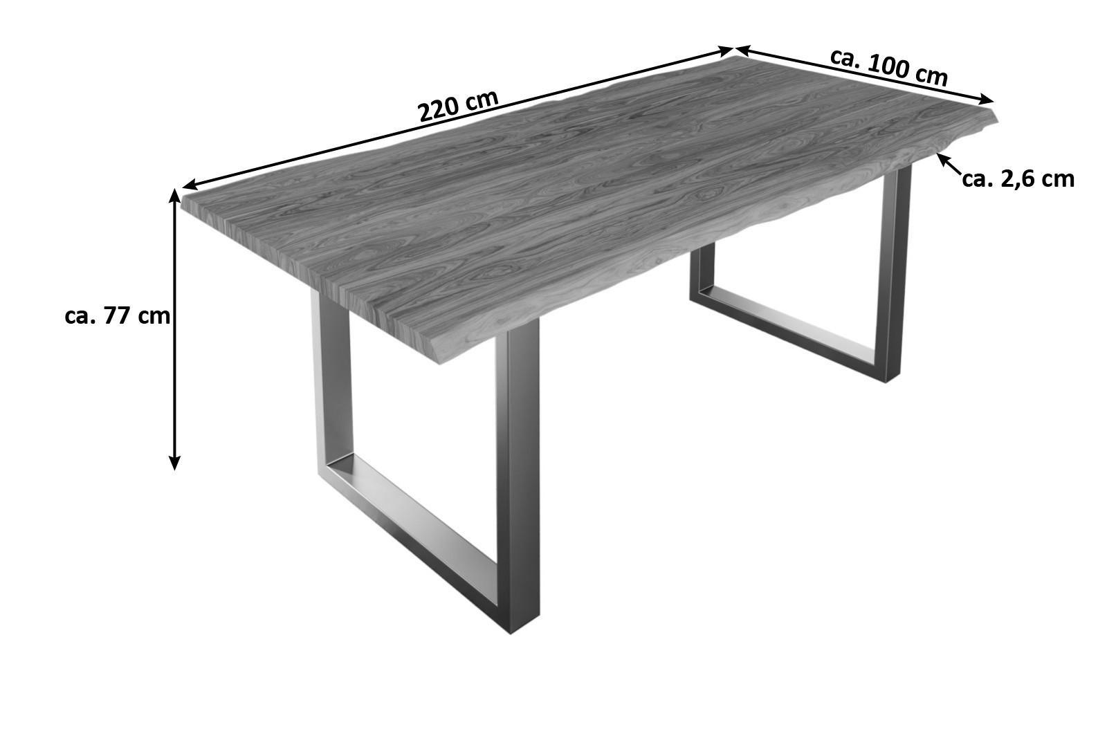 ESSTISCH LAUREN - Beige/Silberfarben, Holz/Metall (100/220/77cm) - SAM