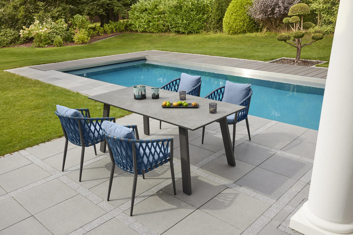 STAPELSTUHL Vienna, Rope, Aluminium, Anthrazit-Blau - Blau/Grau, Metall (45/80/60cm) - dasmöbelwerk