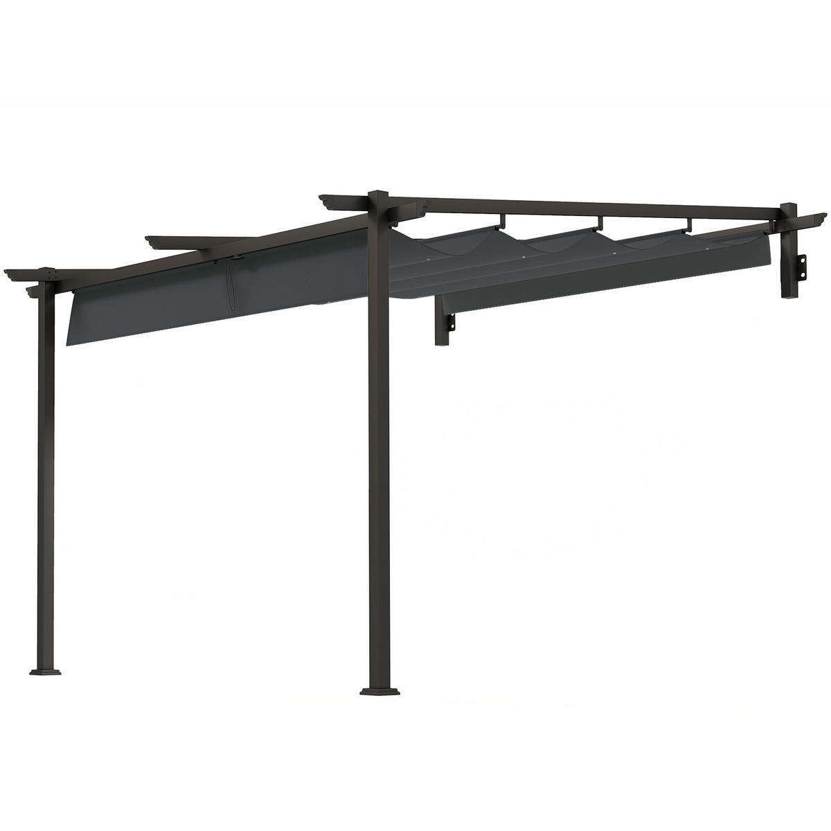 PAVILLON, 3 x 3 m Pergola, Winddichtes Terrassendach, Wandmontage, Verstellbares Dach, für Garten, Terrasse, Dunkelgrau - Dunkelgrau, Metall (297/230/297cm)