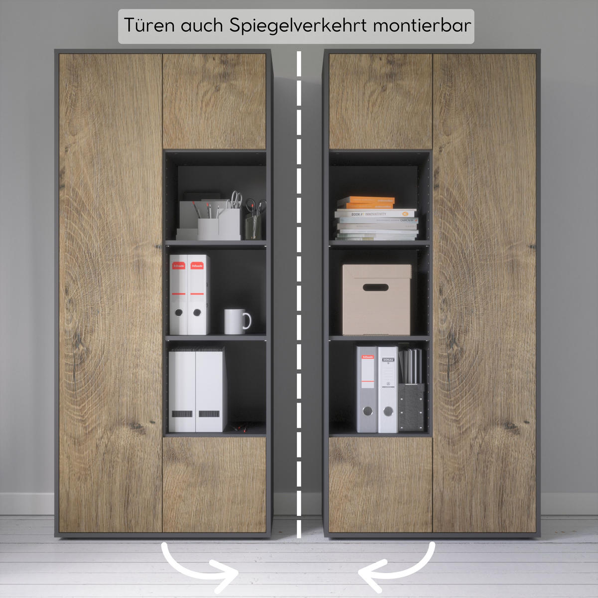 AKTENSCHRANK Amira T30 Eiche Ribbeck 180/80/40 cm - Alteiche, Holzwerkstoff (80/180/40cm) - SIMPLYFURN