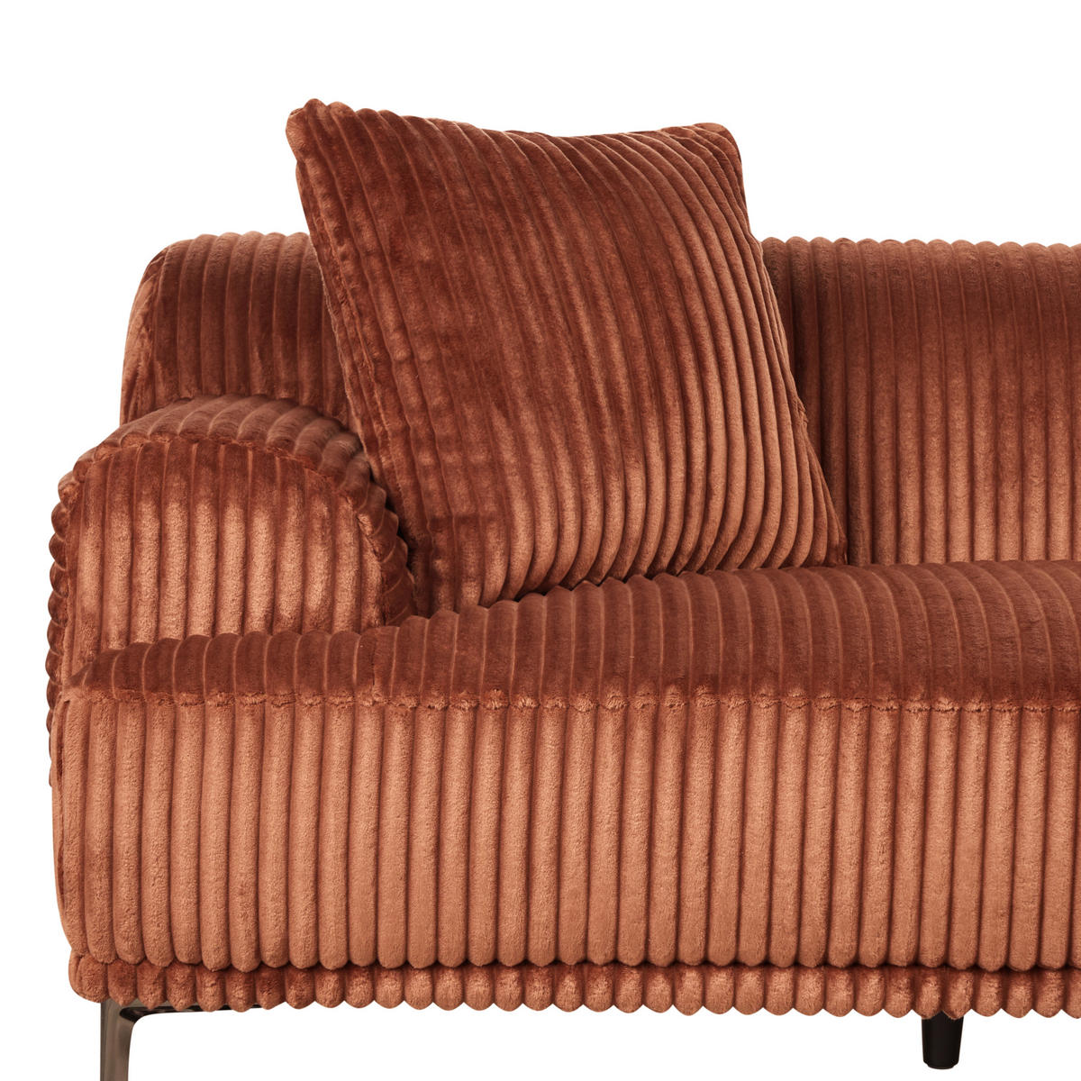 COLȚAR reps reiat maro pe partea dreaptă Stenum - maro/alămiu, material textil (242/168cm) - Beliani