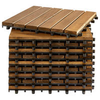 TERRASSENFLIESE - Akazie massiv - 10er-Set - Akaziefarben, Holz/Kunststoff (30/30/2.4cm) - home24