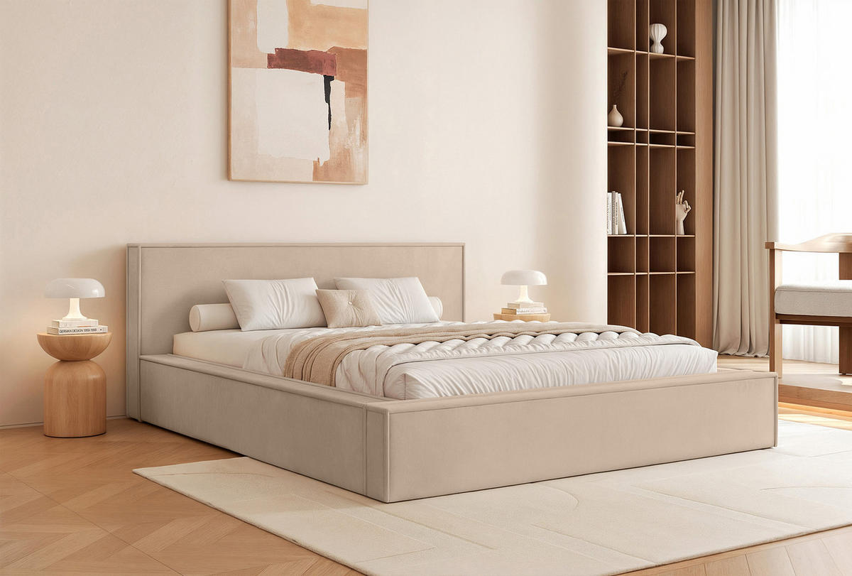 POLSTERBETT Mendocino Classic 200x200 cm, Beige - Beige, Textil (200/200cm) - Fedve