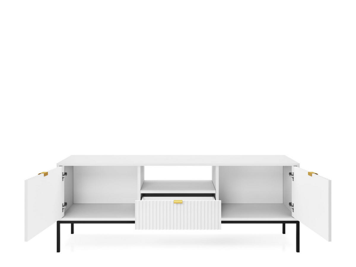 TV-SCHRANK Font 154x56x39 cm - Lowboard mit Stauraum - Tv Ständer aus Laminierter Spanplatte - Weiß - Weiß, Holzwerkstoff (107/50/40cm) - Chilly