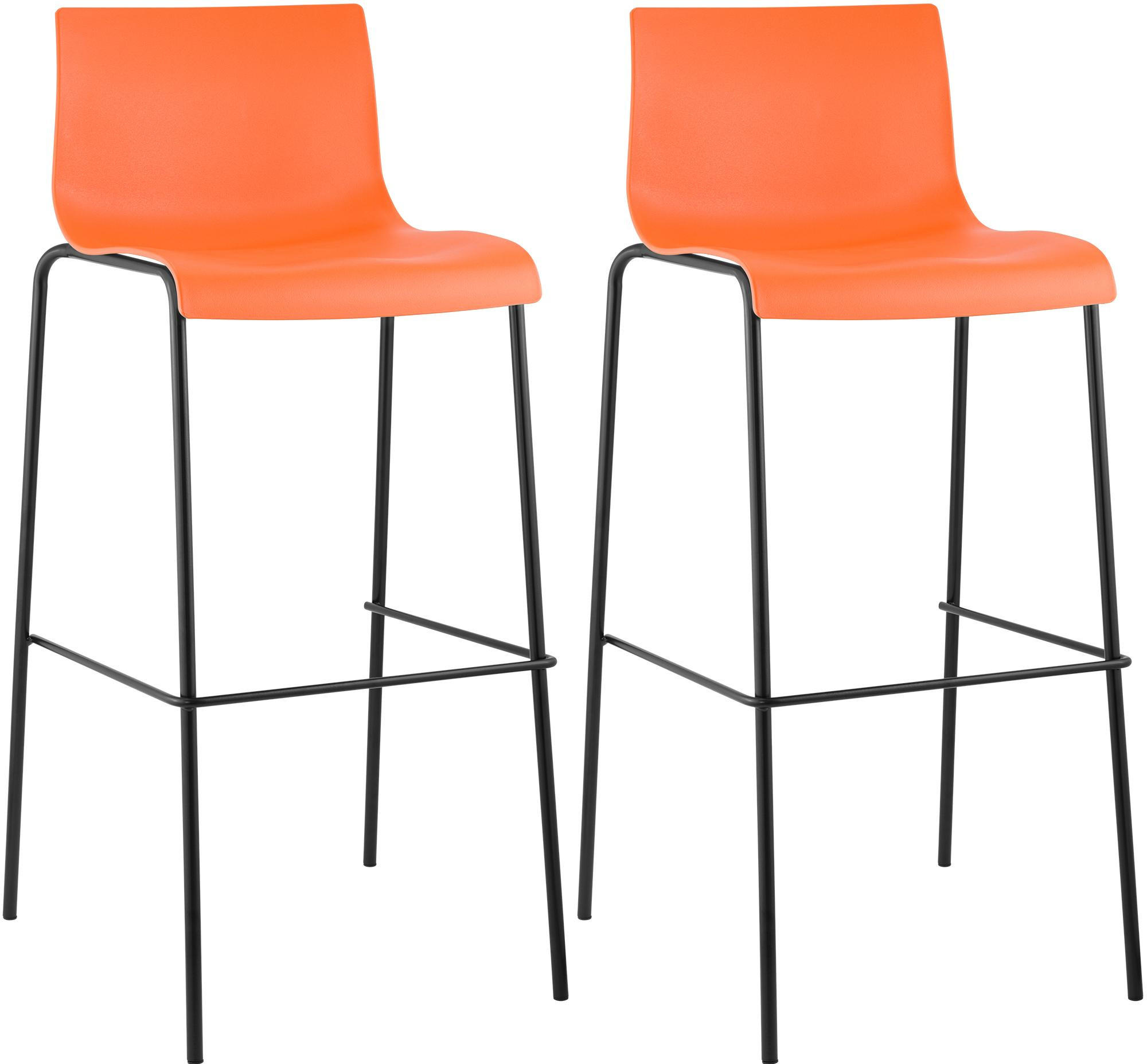 BARHOCKER 2er Set Kunststoff orange - Schwarz/Orange, Kunststoff/Metall (43/100/48cm) - CLP