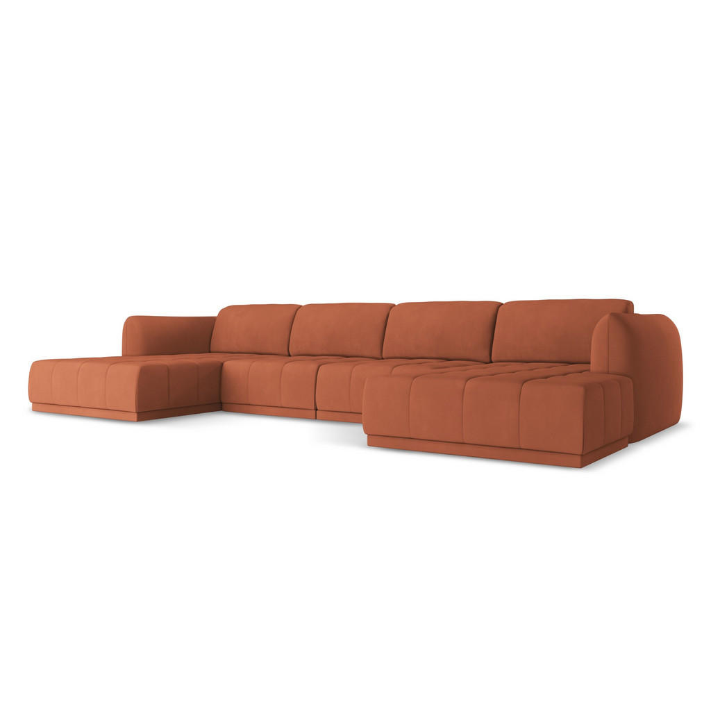 Thumbnail - Makamii Wohnlandschaft, Terra cotta, Textil, 4-Sitzer, Füllung: Schaumstoff, U-Form, 370x74x170 cm, Made in EU, Wohnzimm...