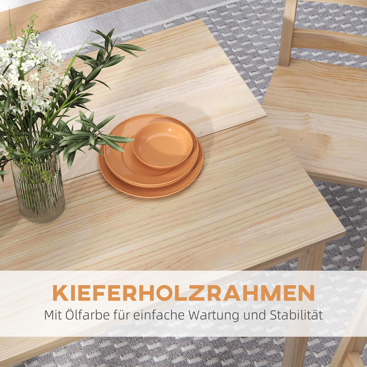 ESSGRUPPE, Kiefer, Naturholz - Naturfarben, Holz (73/75/118cm) - HOMCOM