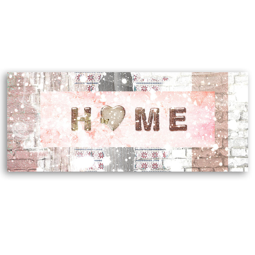 WANDBILD snowy home inschrift - Beige, Textil (90/30cm) - Feeby